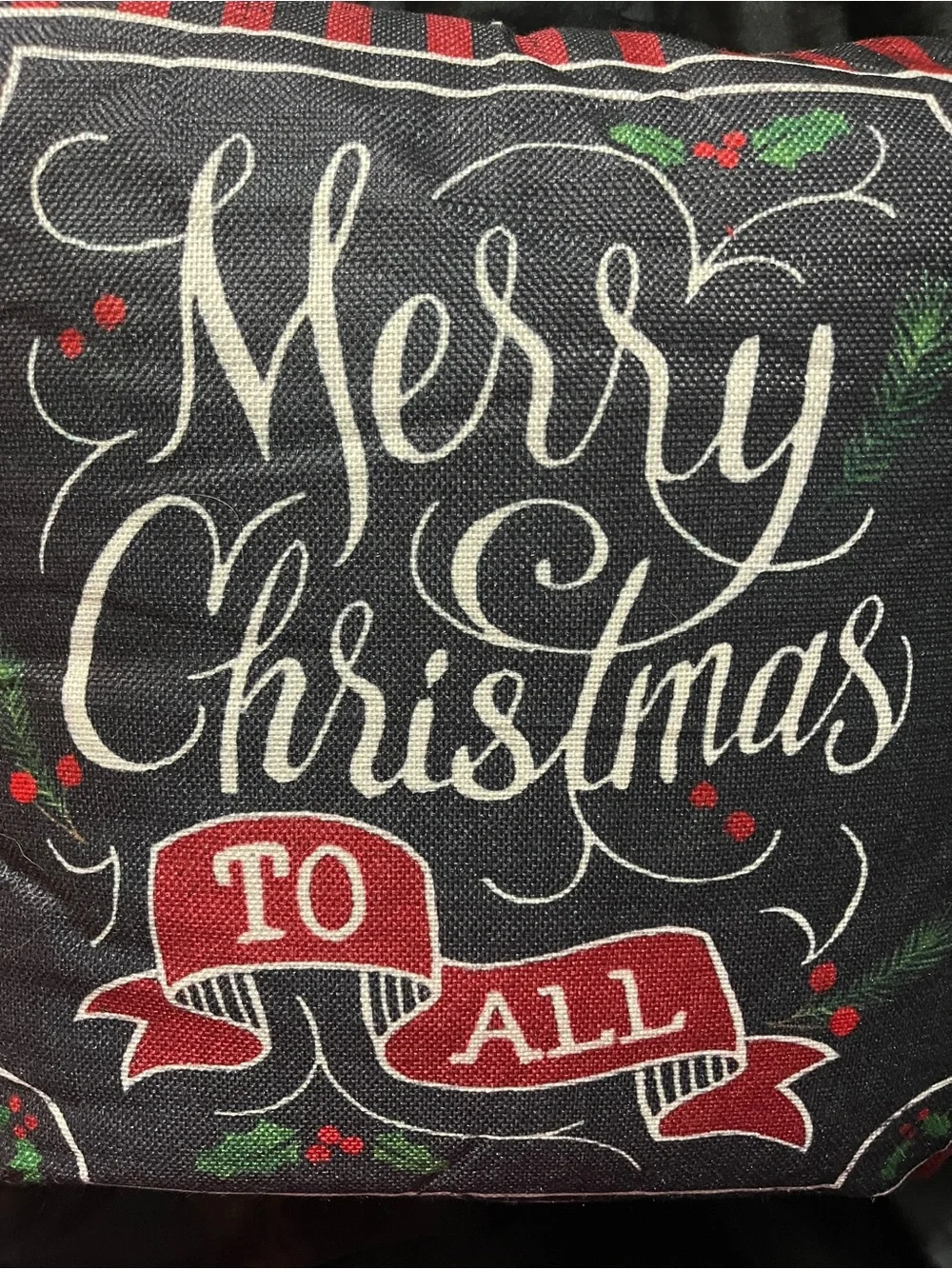 Merry Christmas to All Pillow Cover 17” Red Black Farmhouse Holiday Decor